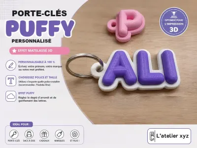 Porte-clés Puffy nom personnalisé